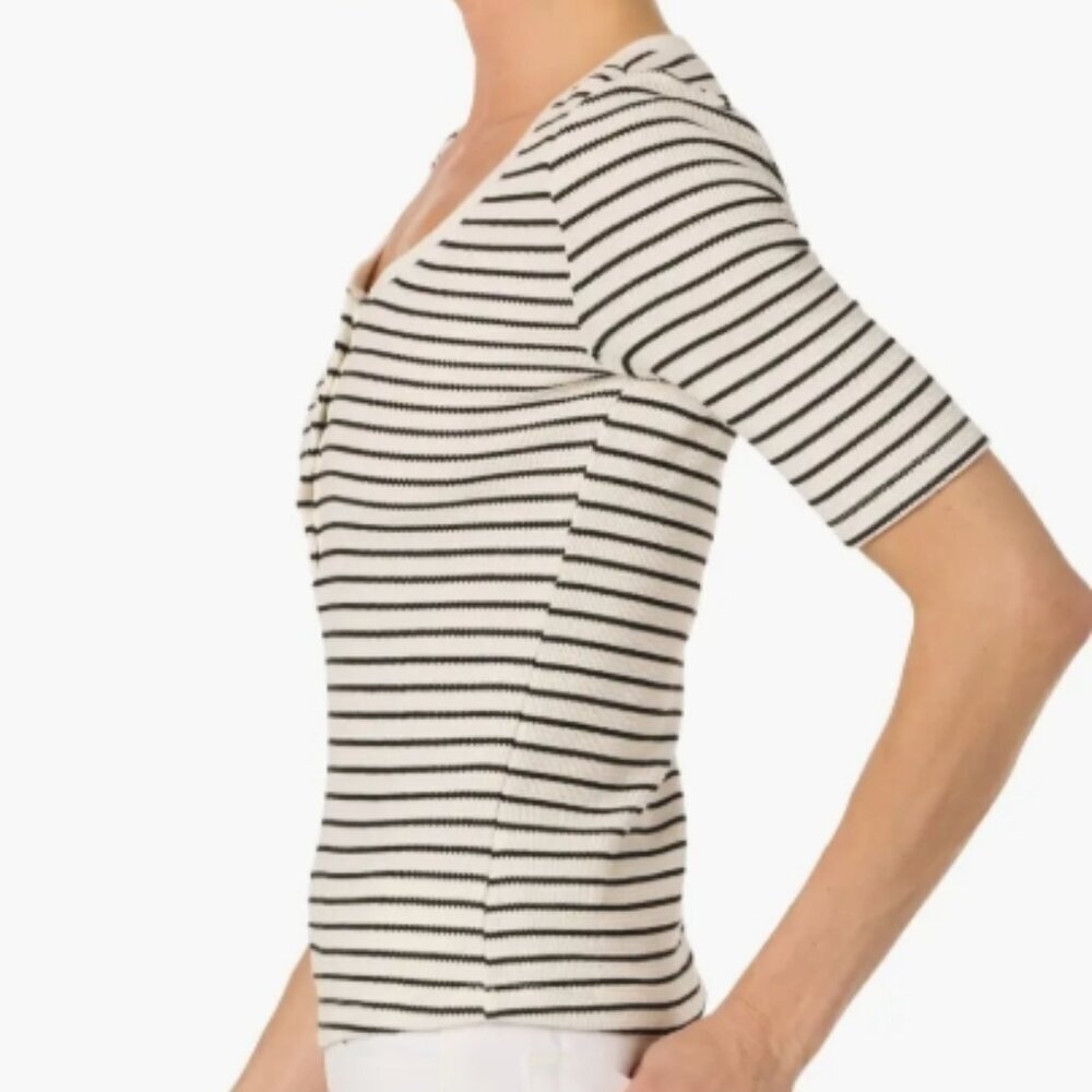 Joe’s Stripe Short Sleeve Henley – Size Small – Black/White Stripe – NWT